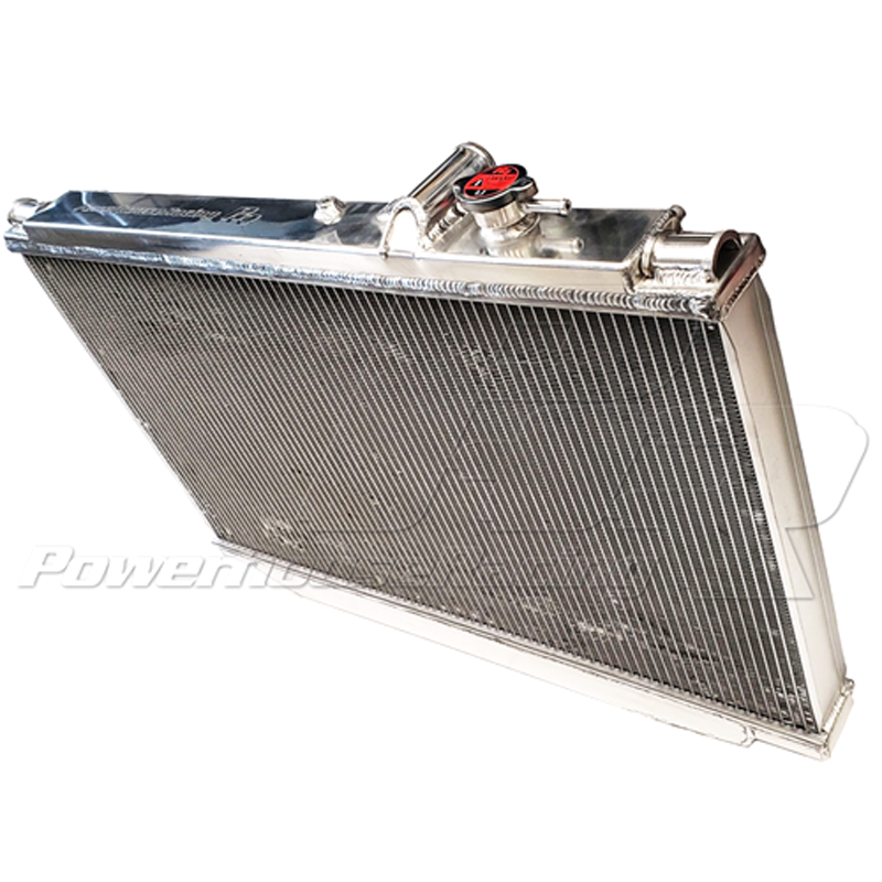 PHR Aluminum Race Radiator for MKIV Supra Raw finish OEM hose inlet and outlet