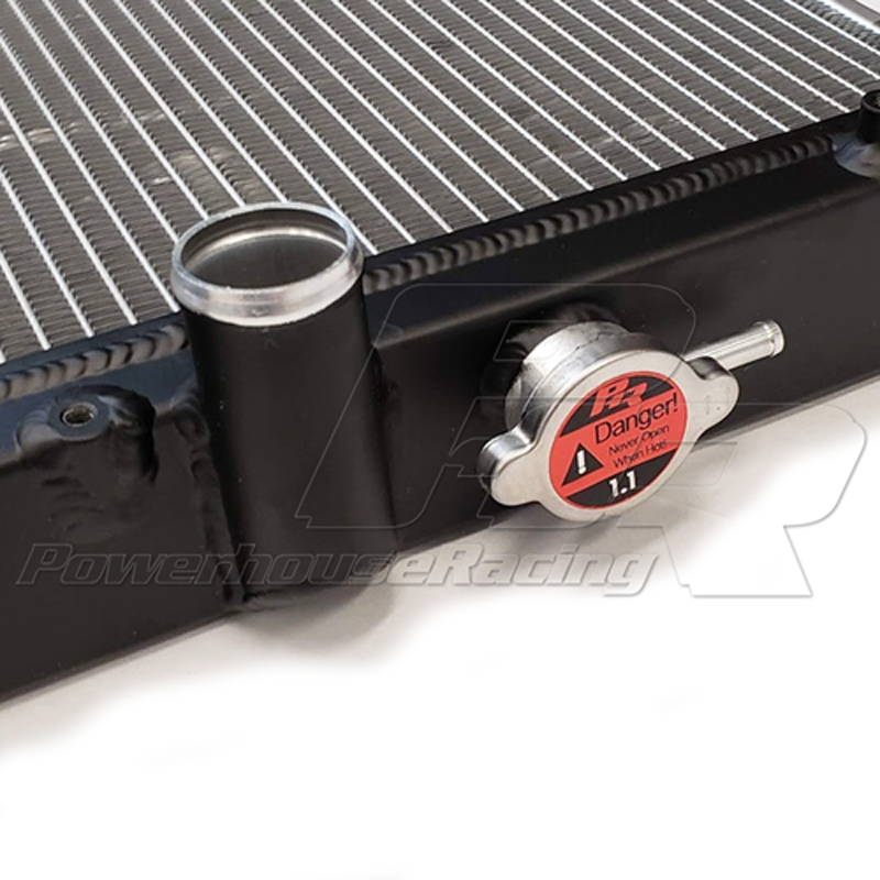 PHR Aluminum Race Radiator for MKIV Supra Raw finish OEM hose inlet and outlet