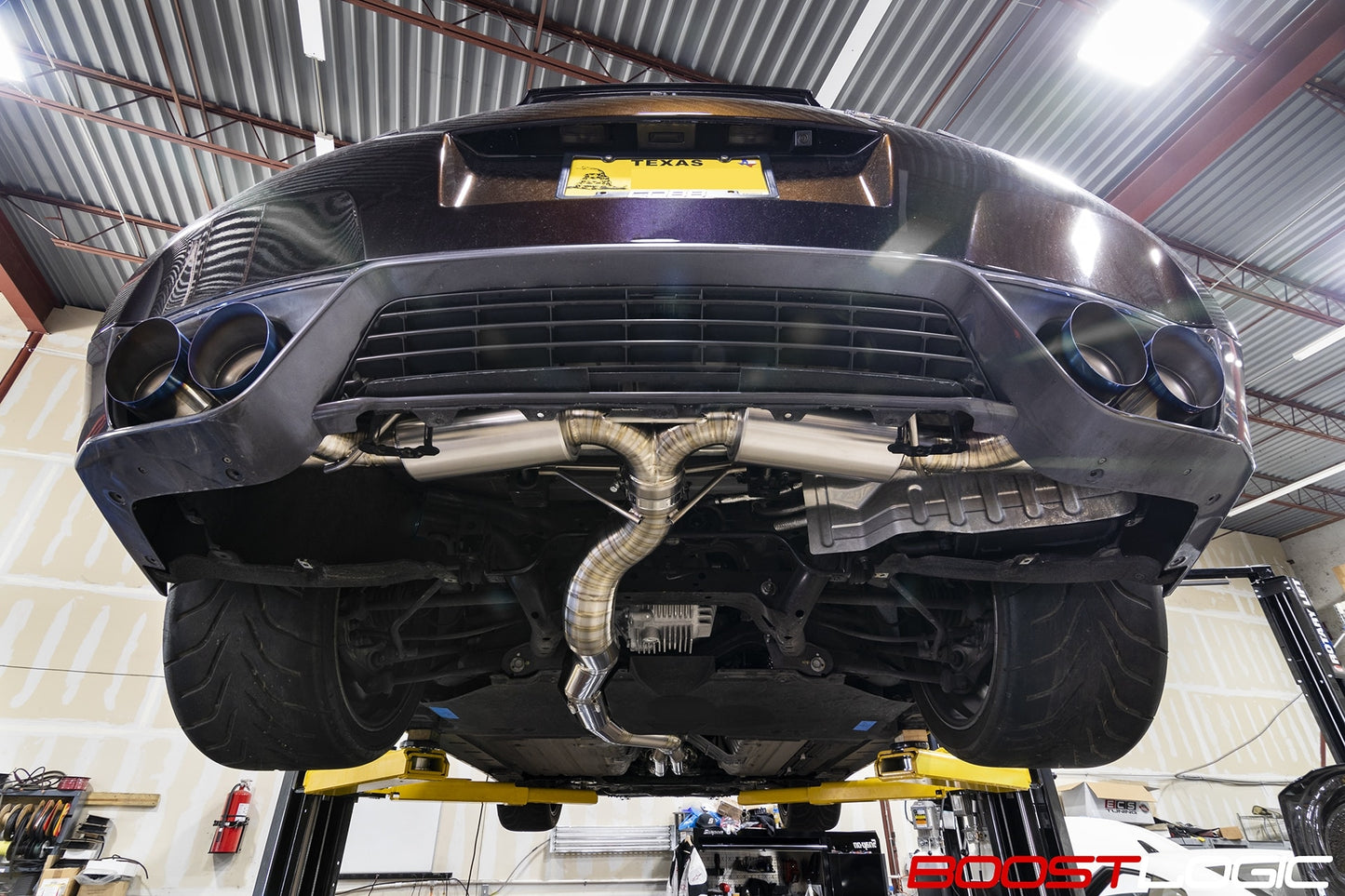 Boost Logic R35 4″ Titanium Exhaust Nissan R35 GTR 09+ with Blued Tips and Quadzilla Midpipe
